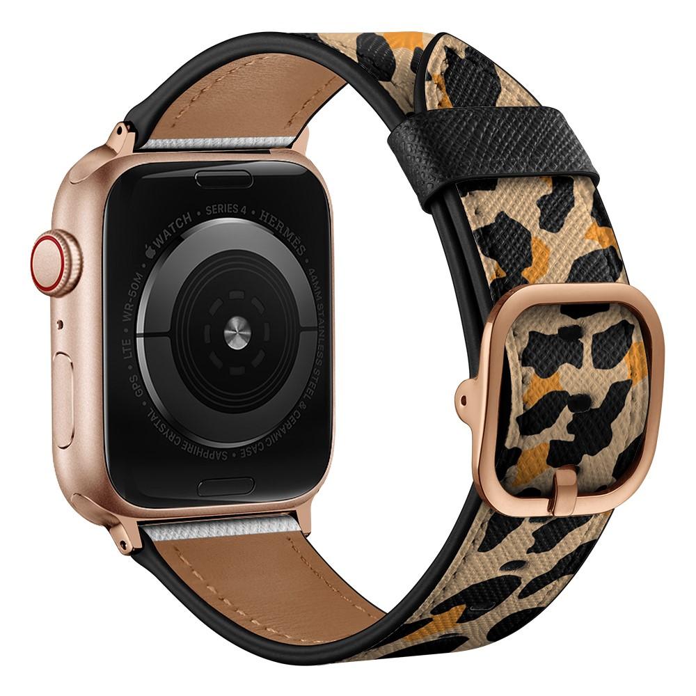 Cinturino in pelle Apple Watch Series 8 45mm Leopardo