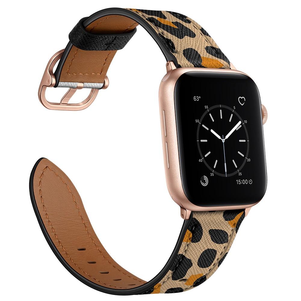 Cinturino in pelle Apple Watch Series 8 45mm Leopardo