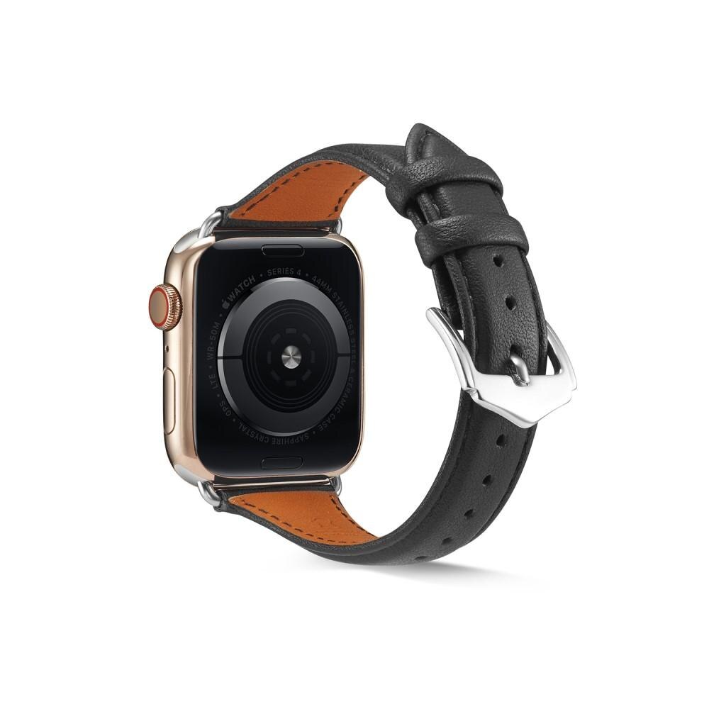 Cinturino sottile in pelle Apple Watch 45mm Series 8 Nero