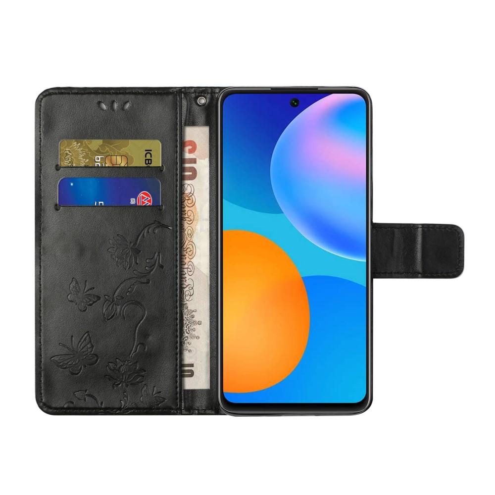 Custodia in pelle a farfalle per Samsung Galaxy S21 FE, Nero
