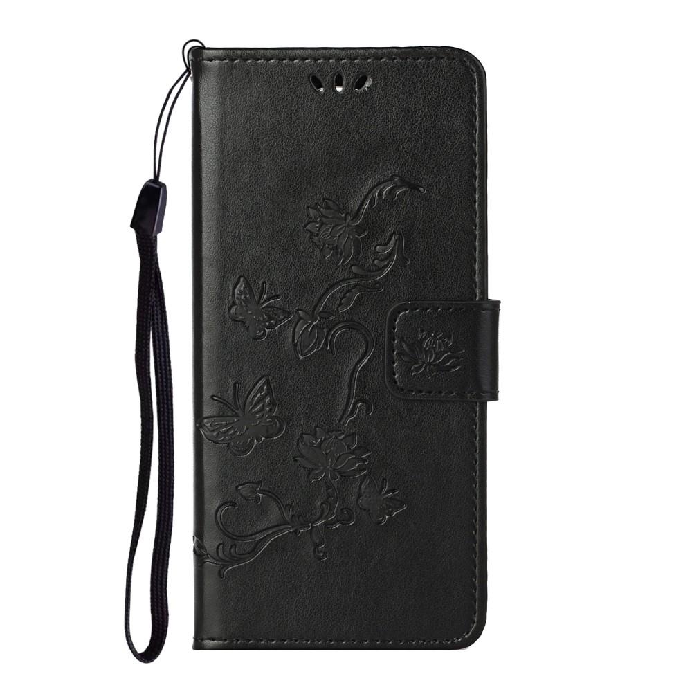 Custodia in pelle a farfalle per Samsung Galaxy S21 FE, Nero