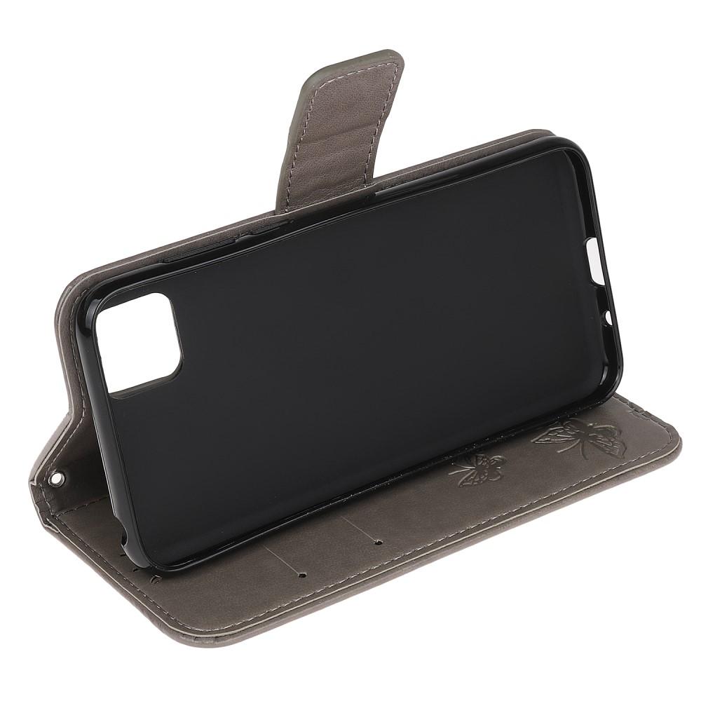 Custodia in pelle a farfalle per Huawei Y5p, Grigio