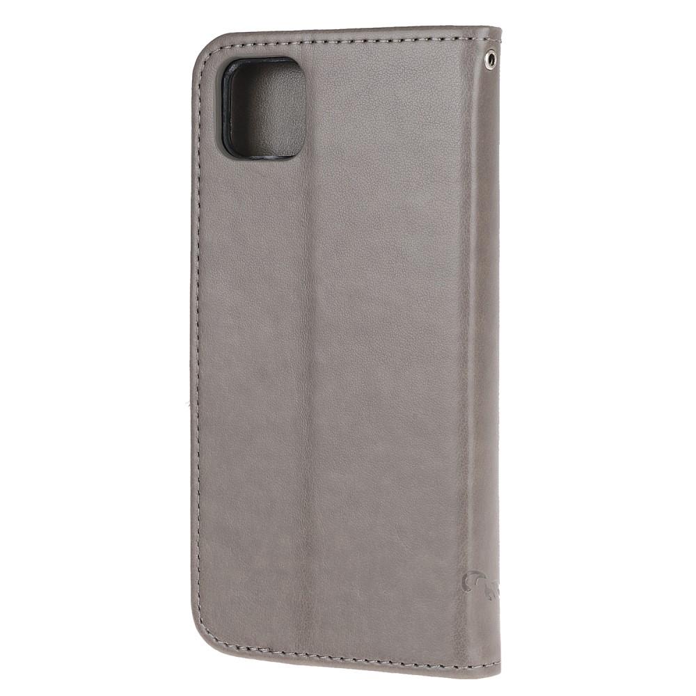 Custodia in pelle a farfalle per Huawei Y5p, Grigio