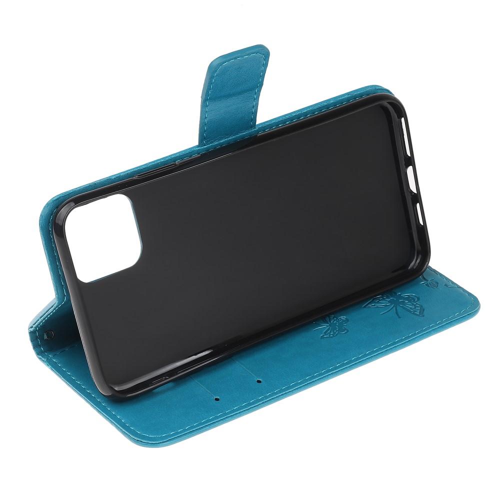Custodia in pelle a farfalle per iPhone 12 Mini, Blu