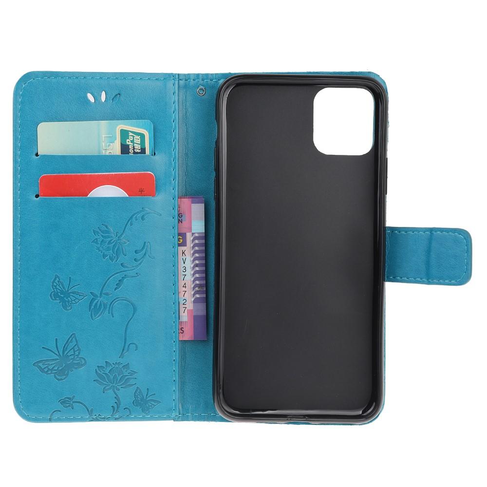 Custodia in pelle a farfalle per iPhone 12 Mini, Blu