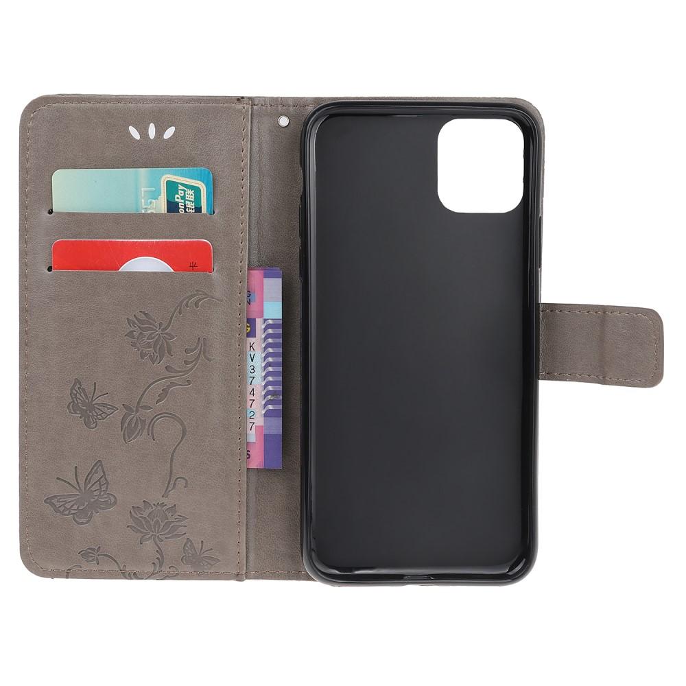 Custodia in pelle a farfalle per Apple iPhone 12 Mini, Grigio