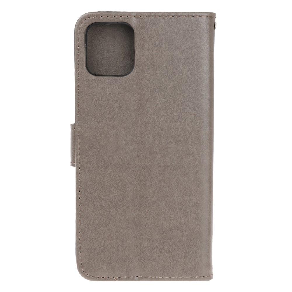 Custodia in pelle a farfalle per Apple iPhone 12 Mini, Grigio