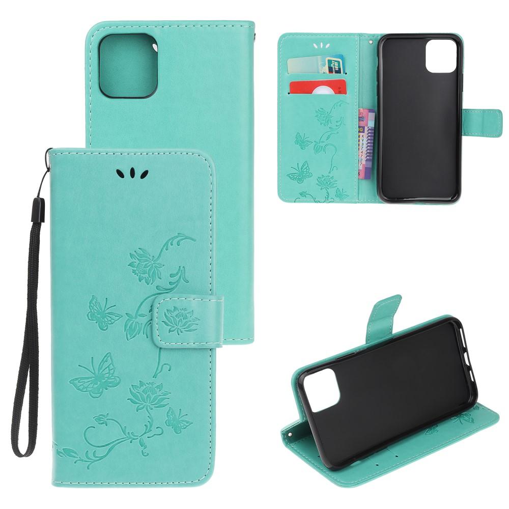 Custodia in pelle a farfalle per Apple iPhone 12 Mini, Verde