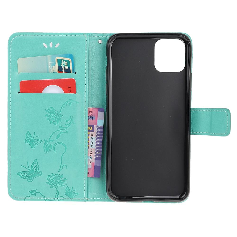 Custodia in pelle a farfalle per Apple iPhone 12 Mini, Verde