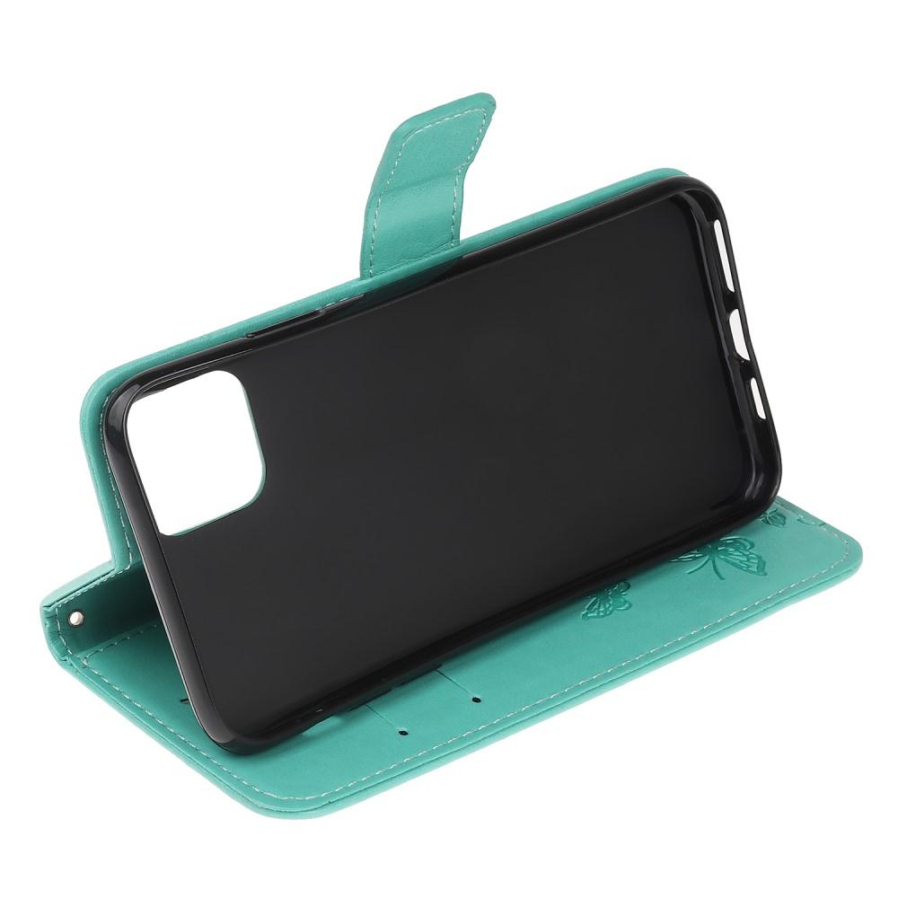 Custodia in pelle a farfalle per Apple iPhone 12 Mini, Verde