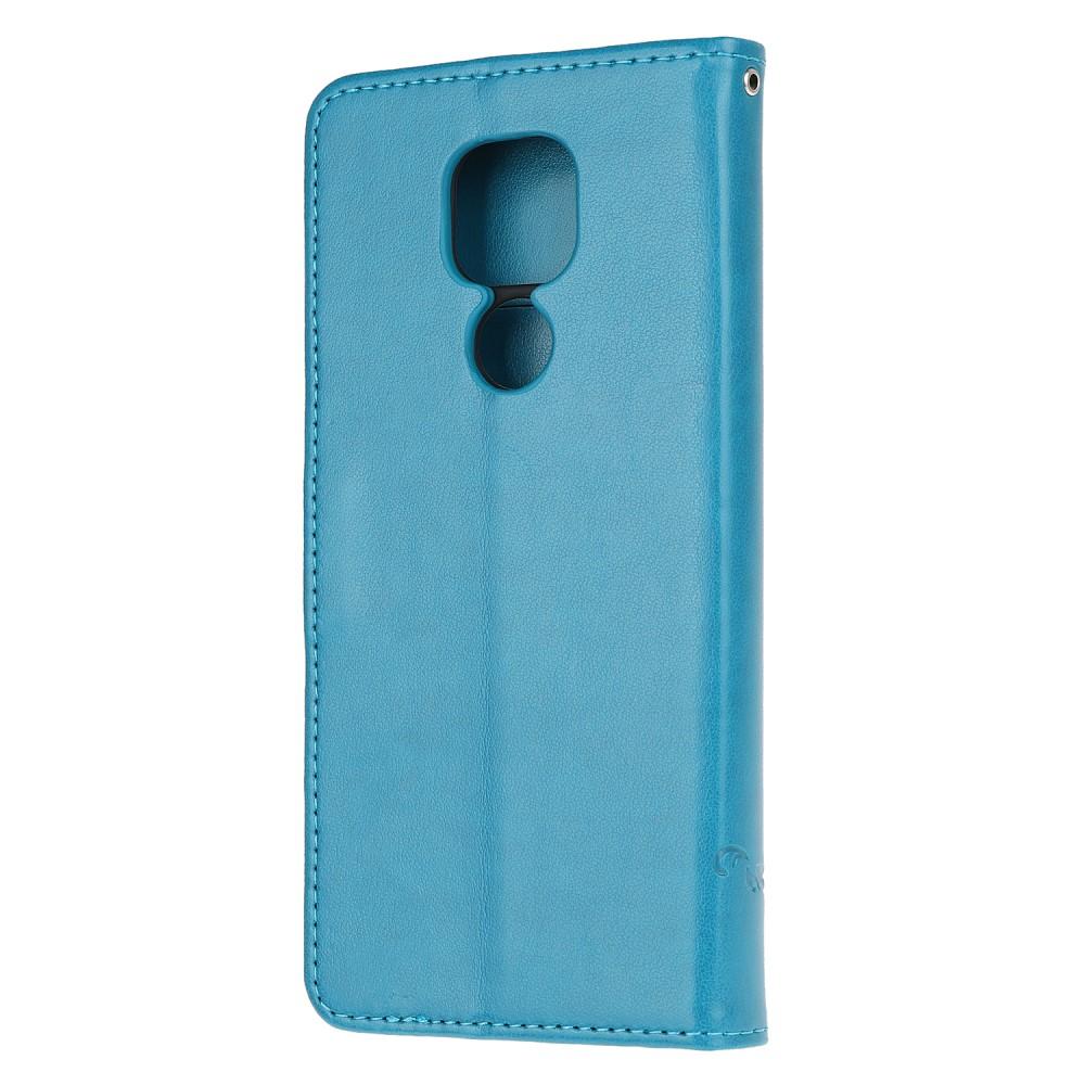 Custodia in pelle a farfalle per Motorola Moto G9 Play/E7 Plus, blu