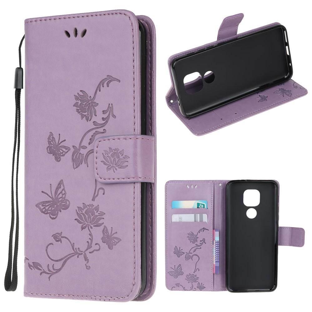 Custodia in pelle a farfalle per Motorola Moto G9 Play/E7 Plus, viola