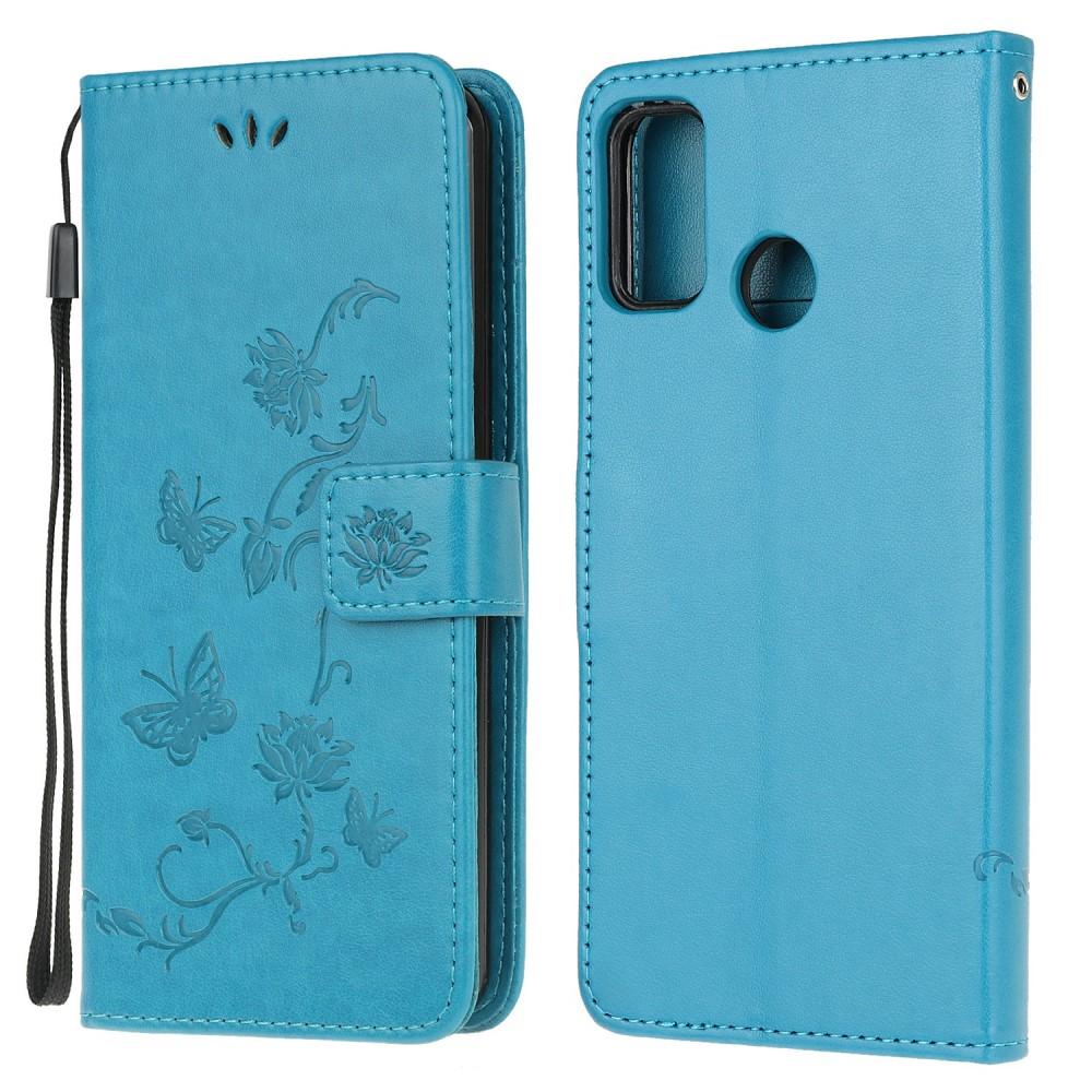 Custodia in pelle a farfalle per Motorola Moto G30/Moto G10/Moto G20, Blu