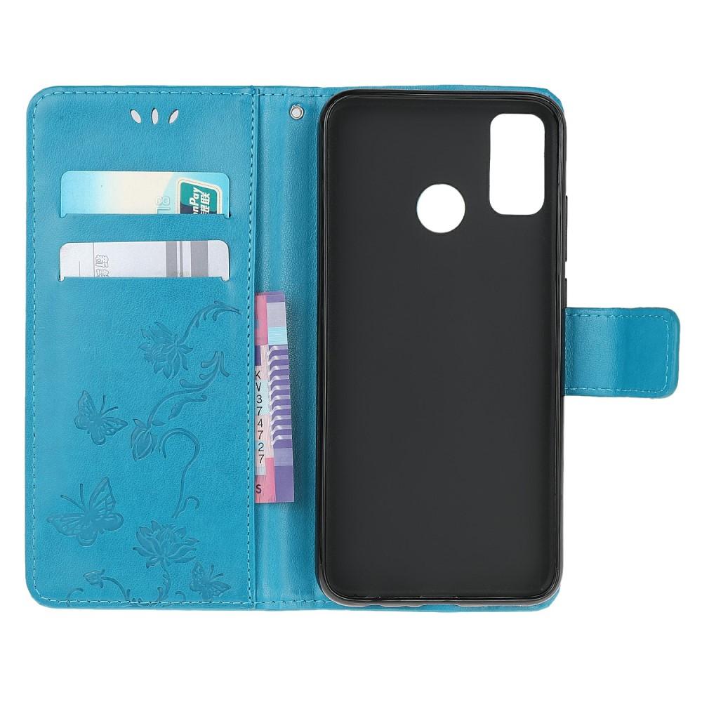 Custodia in pelle a farfalle per Motorola Moto G30/Moto G10/Moto G20, Blu