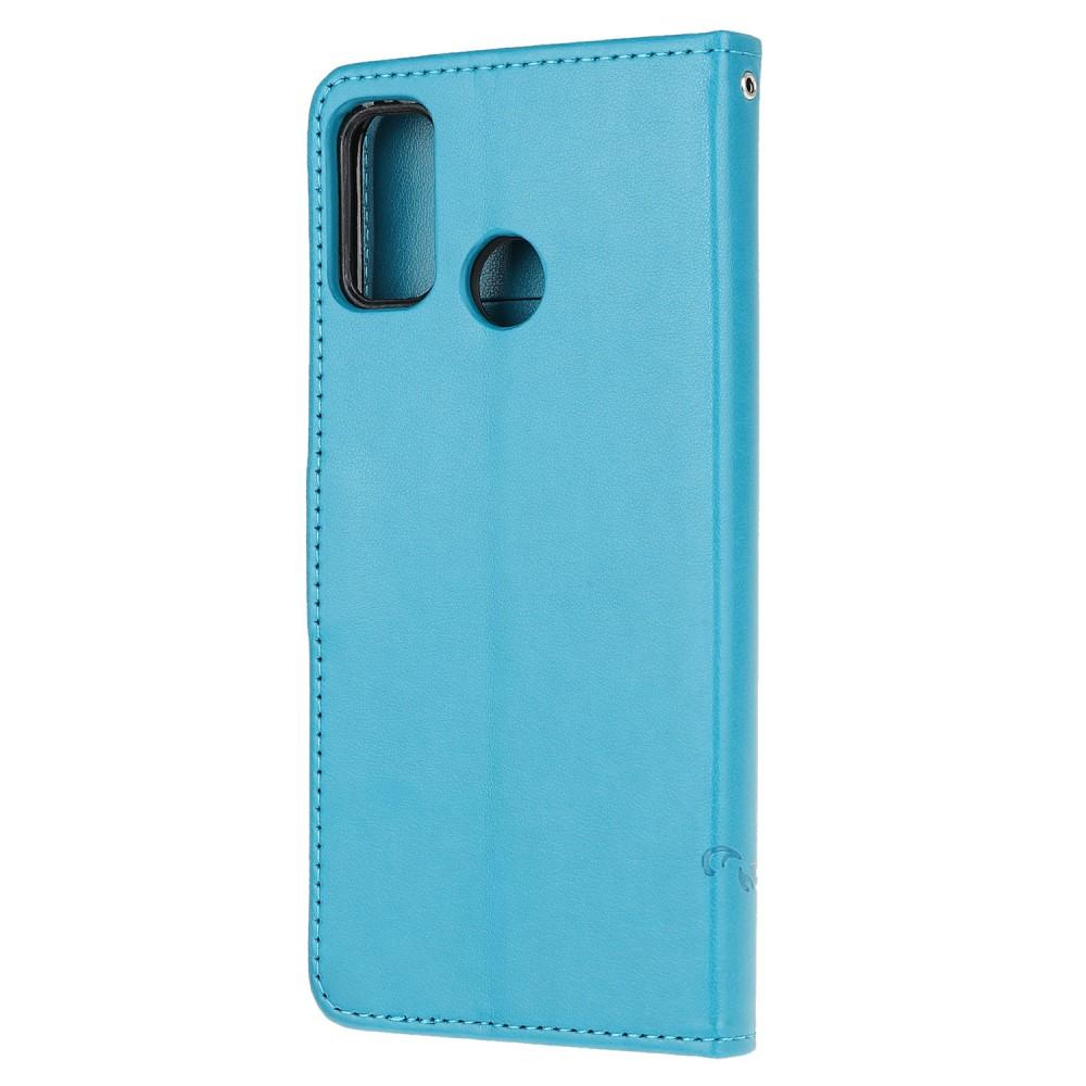 Custodia in pelle a farfalle per Motorola Moto G10/G20/G30, blu