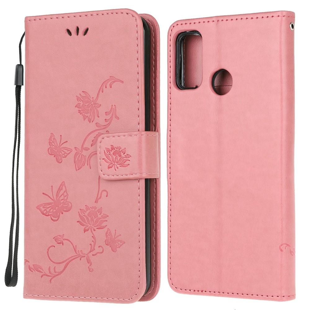 Custodia in pelle a farfalle per Motorola Moto G10/G20/G30, rosa