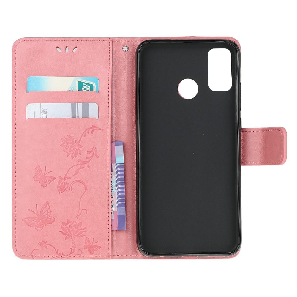 Custodia in pelle a farfalle per Motorola Moto G10/G20/G30, rosa