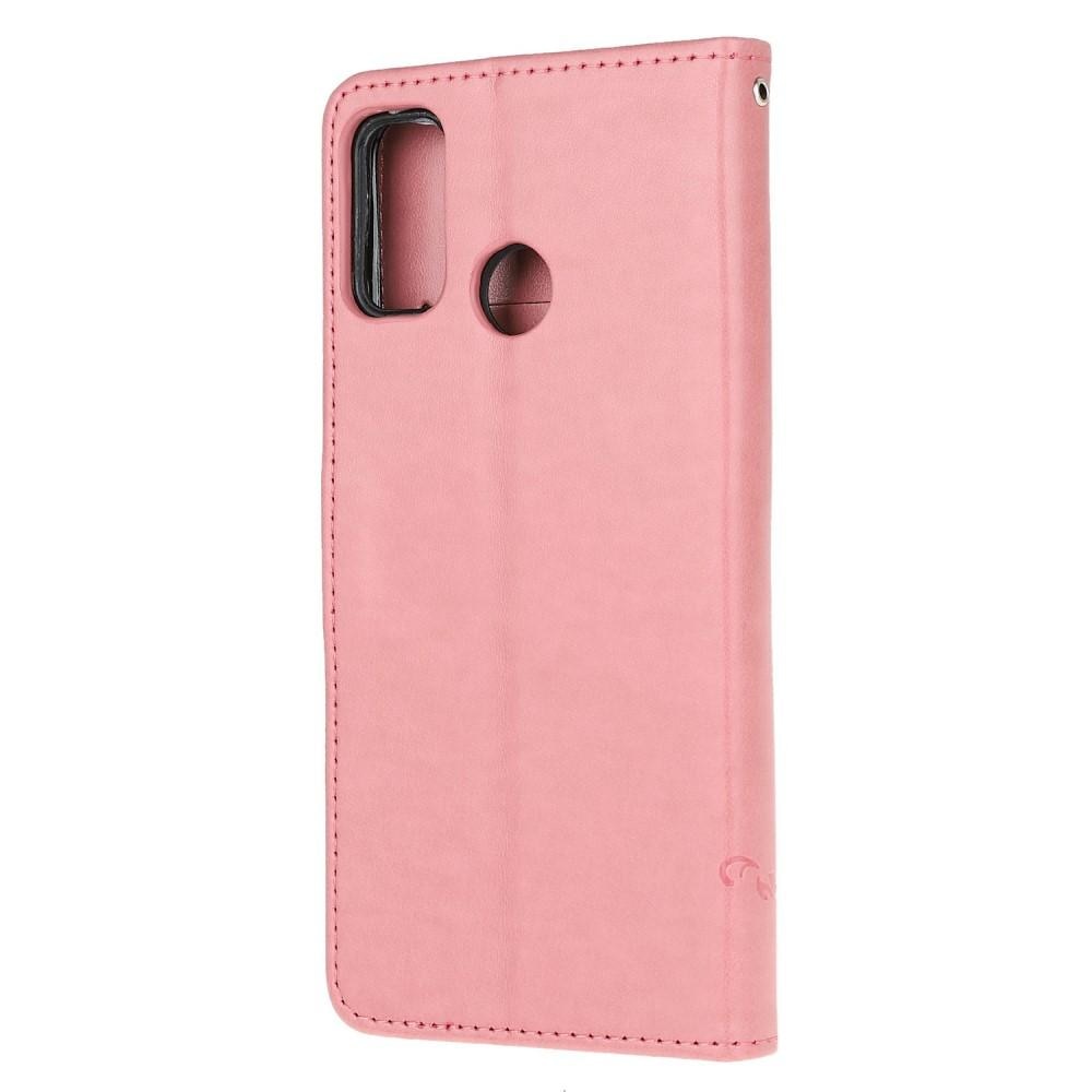 Custodia in pelle a farfalle per Motorola Moto G30/Moto G10/Moto G20, Rosa
