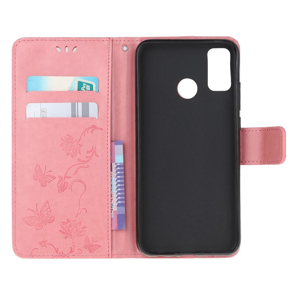 Custodia in pelle a farfalle per Motorola Moto G50, Rosa