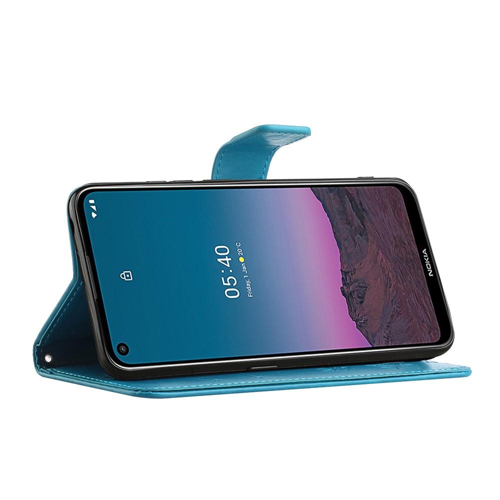 Custodia in pelle a farfalle per Nokia 5.4, Blu