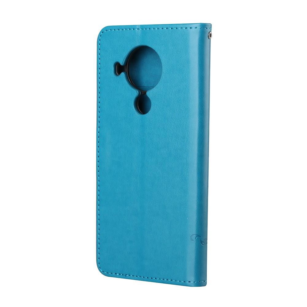 Custodia in pelle a farfalle per Nokia 5.4, Blu