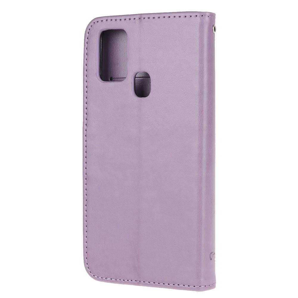 Custodia in pelle a farfalle per OnePlus Nord N100, viola