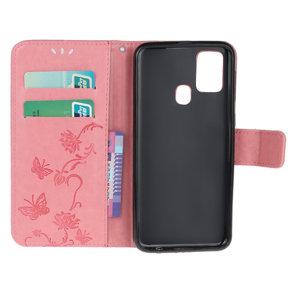 Custodia in pelle a farfalle per  OnePlus Nord N100, Rosa