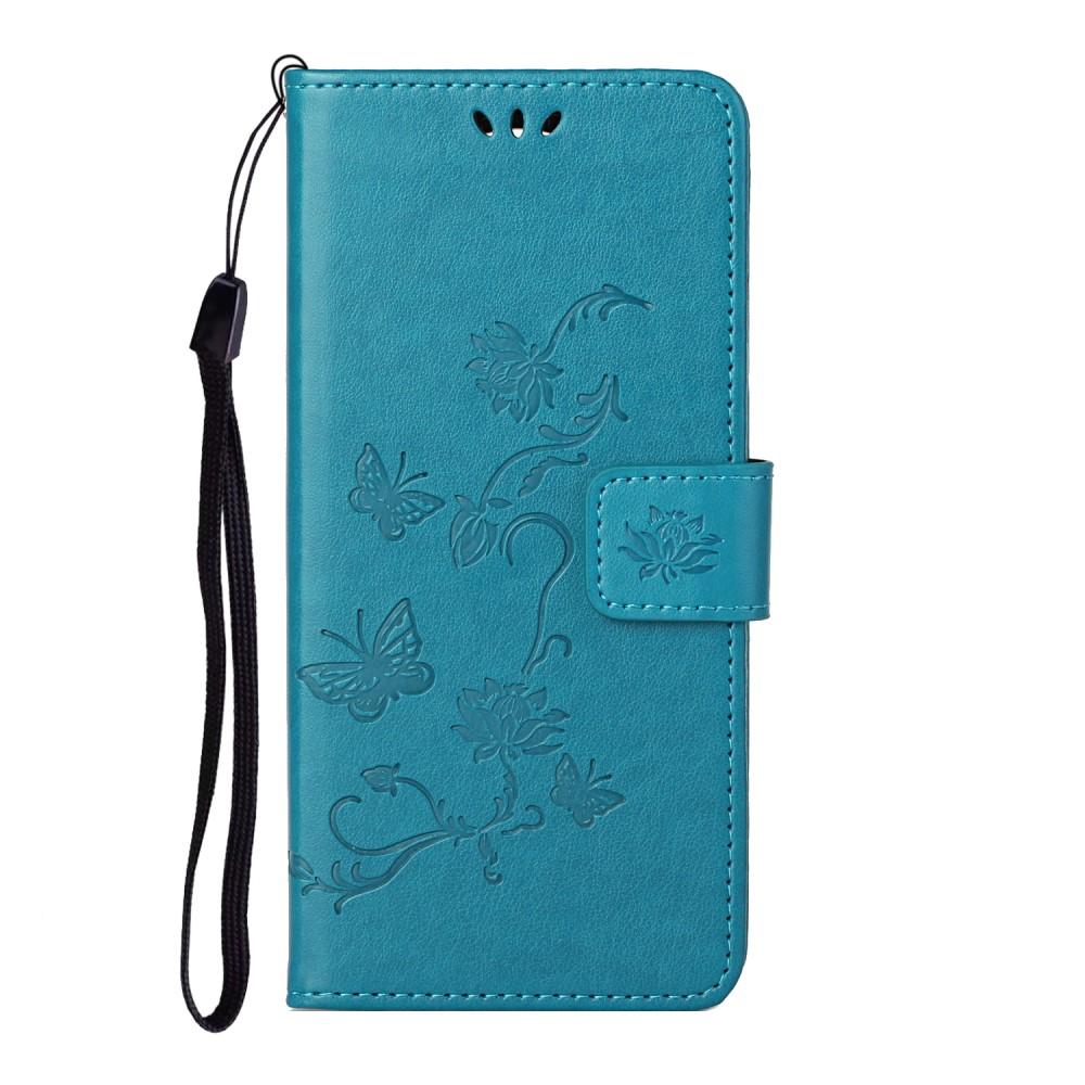 Custodia in pelle a farfalle per Xiaomi Redmi Note 10 Pro, blu