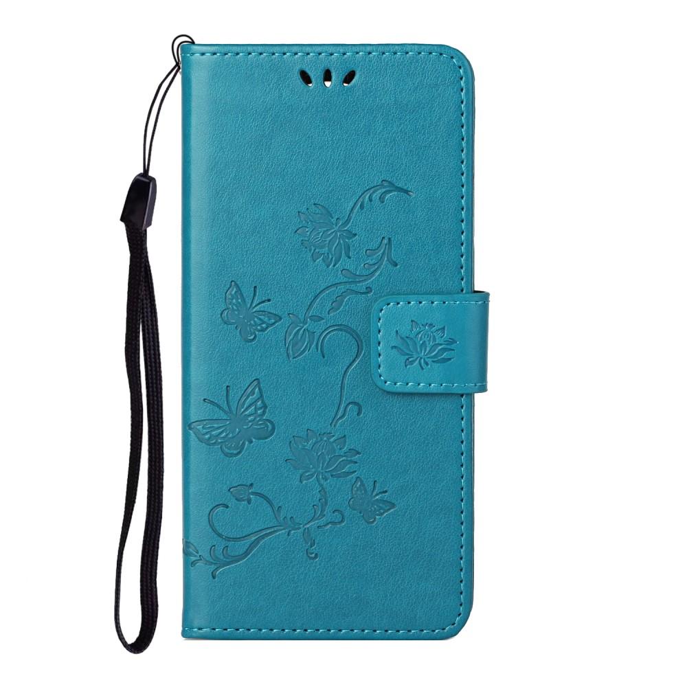 Custodia in pelle a farfalle per Xiaomi Redmi Note 10 Pro, Blu