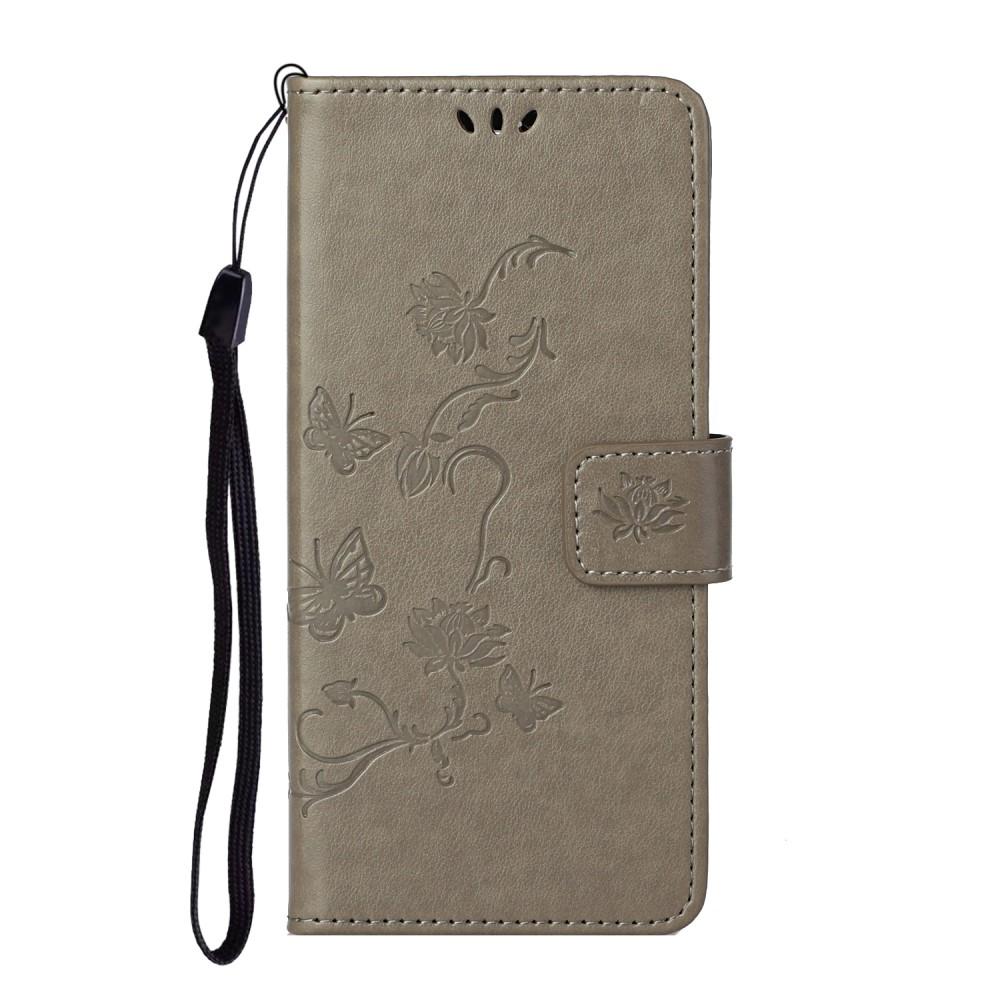 Custodia in pelle a farfalle per Xiaomi Redmi Note 10 Pro, Grigio
