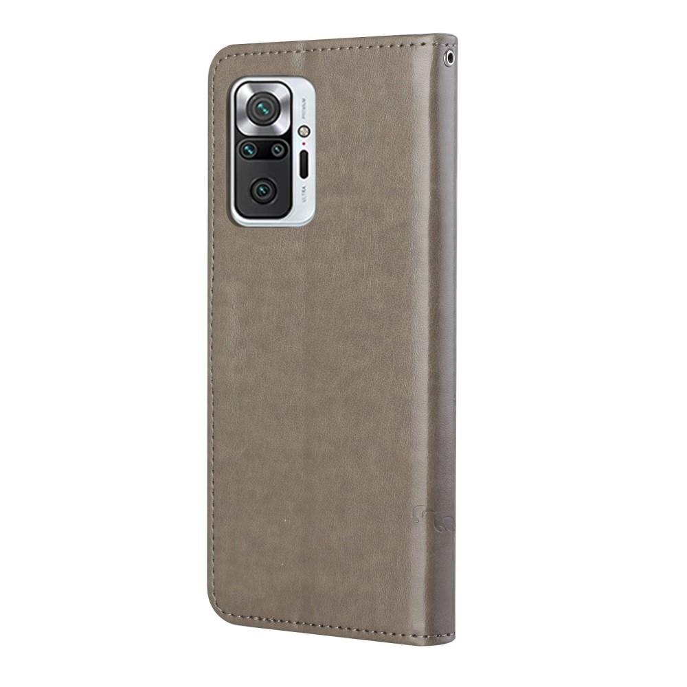 Custodia in pelle a farfalle per Xiaomi Redmi Note 10 Pro, Grigio