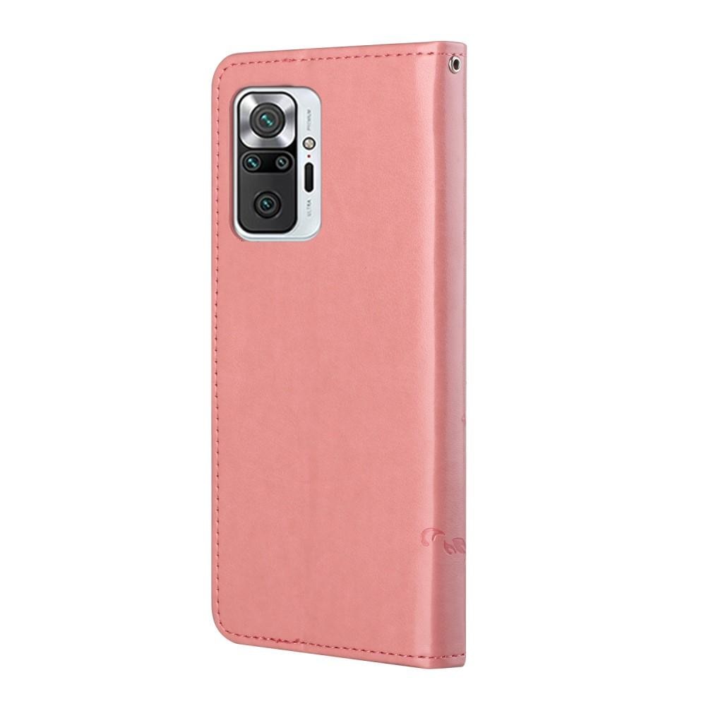 Custodia in pelle a farfalle per Xiaomi Redmi Note 10 Pro, rosa