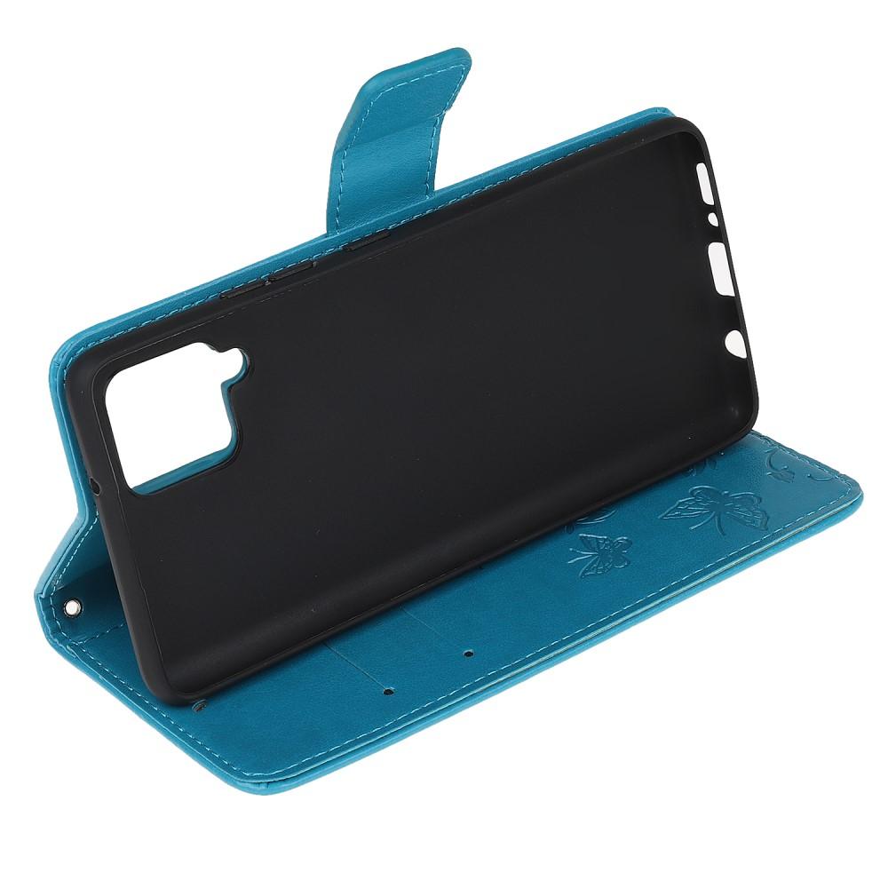 Custodia in pelle a farfalle per Samsung Galaxy A12 5G, Blu