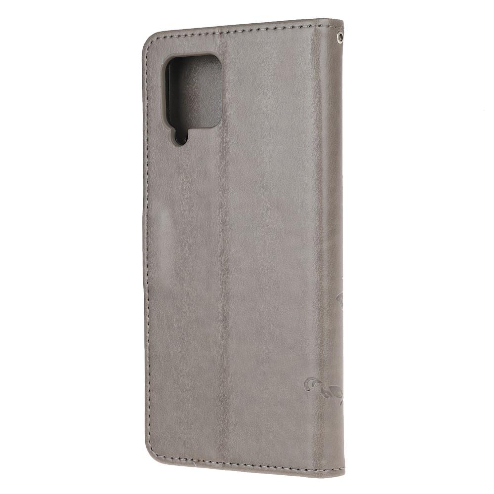 Custodia in pelle a farfalle per Samsung Galaxy A12 5G, grigio