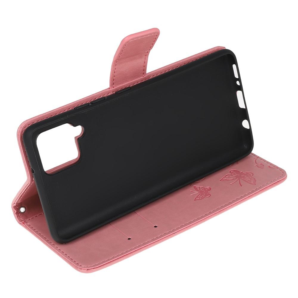 Custodia in pelle a farfalle per Samsung Galaxy A12 5G, Rosa
