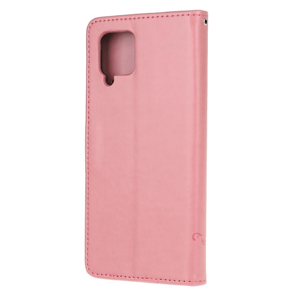 Custodia in pelle a farfalle per Samsung Galaxy A12 5G, Rosa