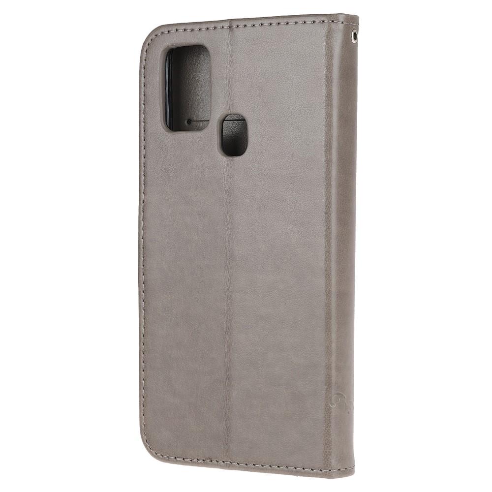 Custodia in pelle a farfalle per Samsung Galaxy A21s, Grigio
