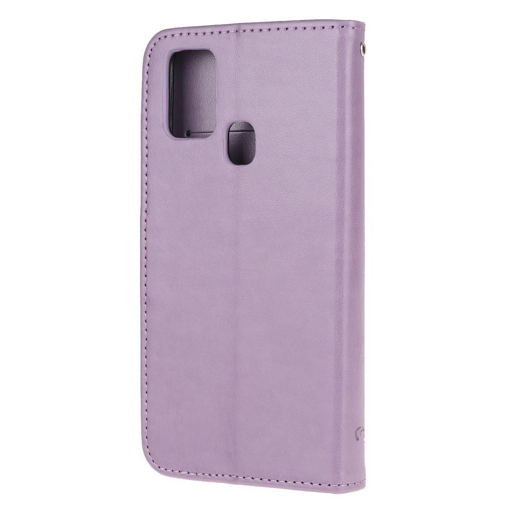 Custodia in pelle a farfalle per Samsung Galaxy A21s, viola