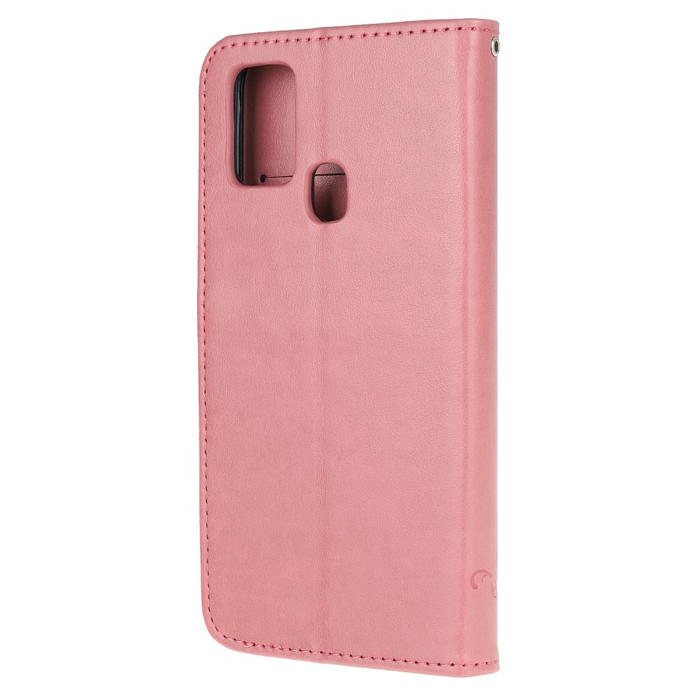 Custodia in pelle a farfalle per Samsung Galaxy A21s, rosa