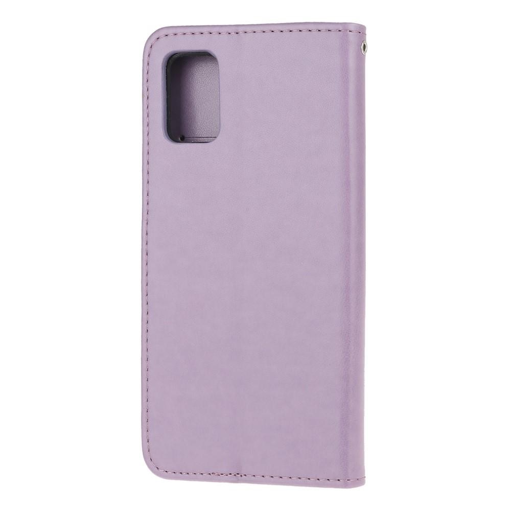 Custodia in pelle a farfalle per Samsung Galaxy A32 5G, viola