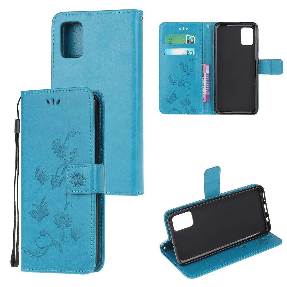 Custodia in pelle a farfalle per Samsung Galaxy A41, Blu