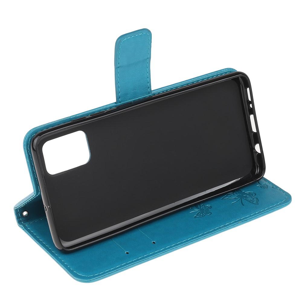 Custodia in pelle a farfalle per Samsung Galaxy A41, Blu