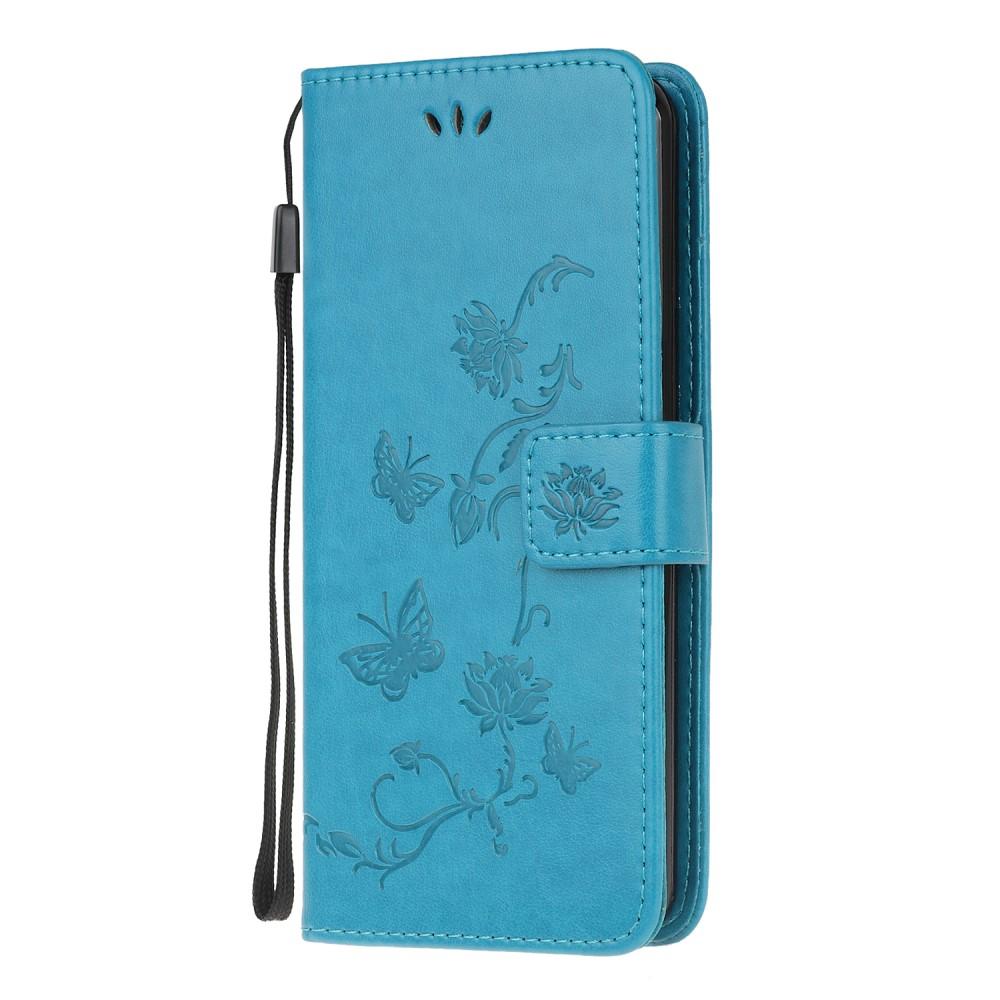 Custodia in pelle a farfalle per Samsung Galaxy A41, Blu
