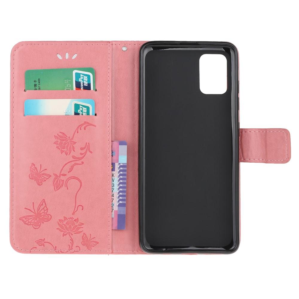 Custodia in pelle a farfalle per Samsung Galaxy A41, Rosa