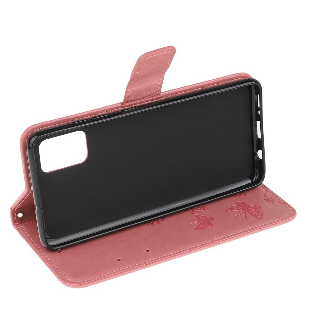 Custodia in pelle a farfalle per Samsung Galaxy A41, Rosa