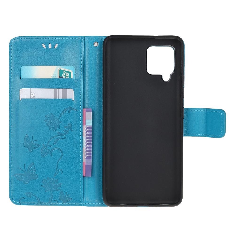 Custodia in pelle a farfalle per Samsung Galaxy A42, Blu
