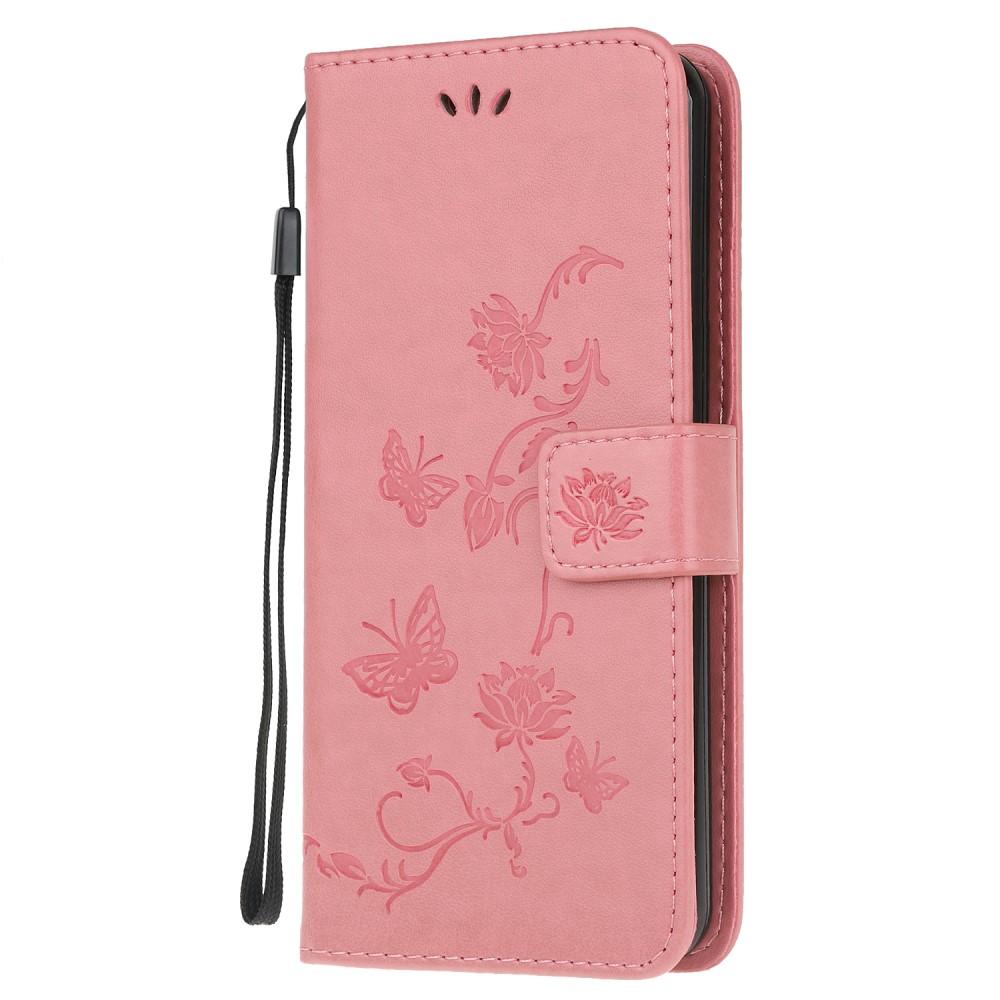 Custodia in pelle a farfalle per Samsung Galaxy A52 5G, rosa