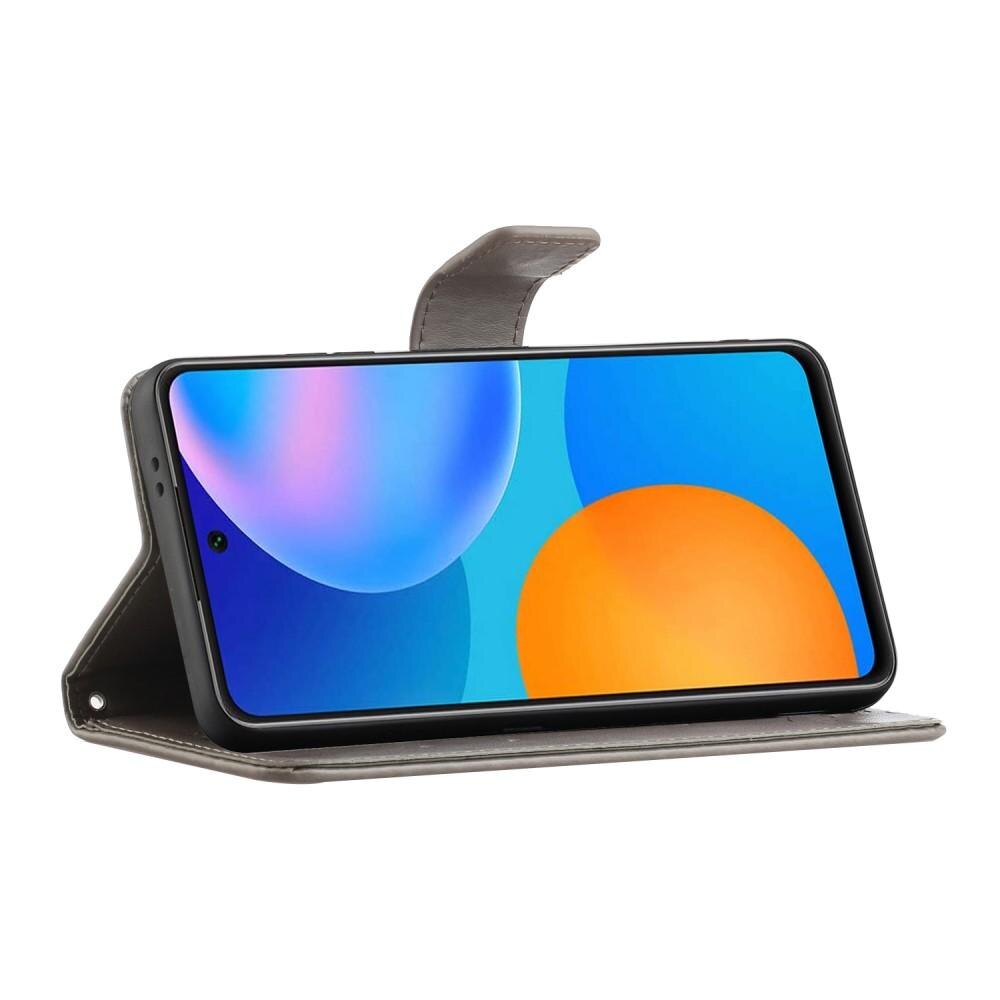 Custodia in pelle a farfalle per Samsung Galaxy A72 5G, Grigio