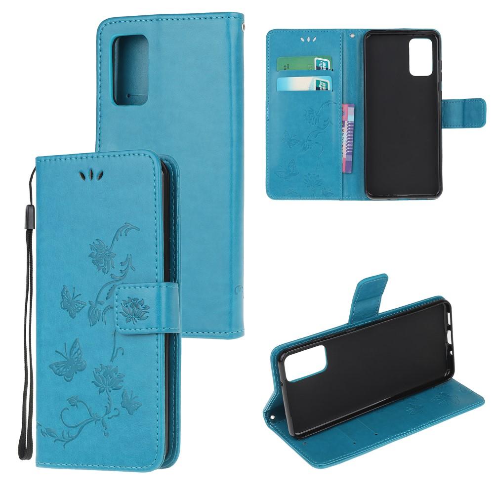 Custodia in pelle a farfalle per Samsung Galaxy S20 FE, blu