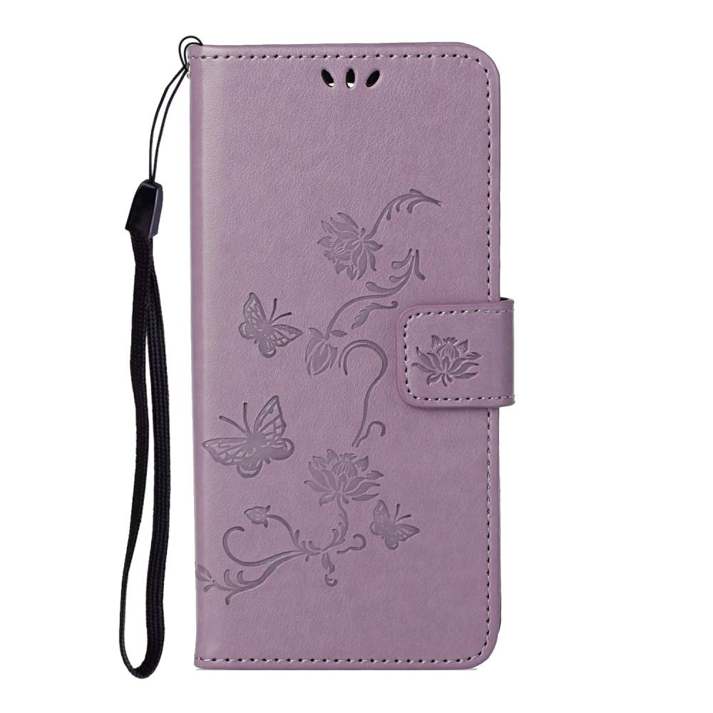 Custodia in pelle a farfalle per Samsung Galaxy S21 Plus, Viola